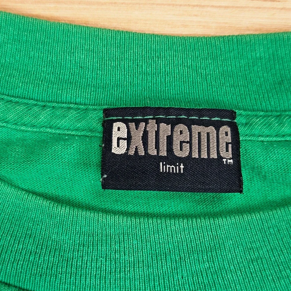 Extreme Limit Long Sleeve Shirt Mens XL Green Dragon Blue Flame Graphic Y2K